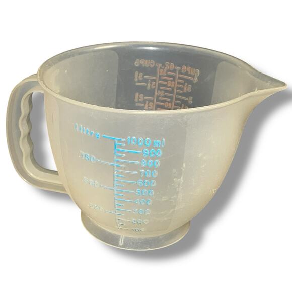 Vintage Tupperware Mix N Store Measuring Bowl 4 Cups Pitcher 32 oz 1288 1 Liter - Picture 3 of 12